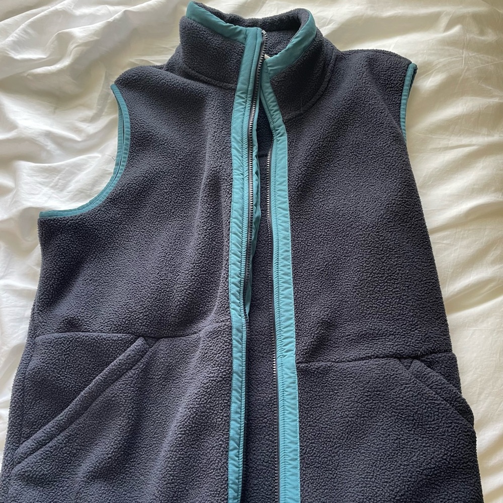 Blue fleece North Face vest